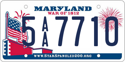 MD license plate 5AA7710