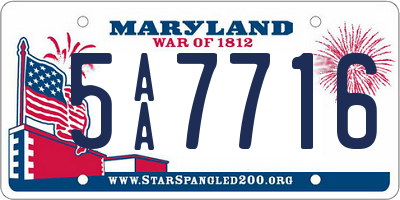 MD license plate 5AA7716