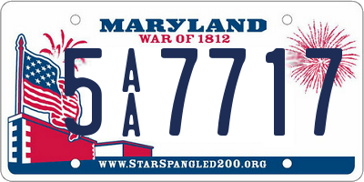 MD license plate 5AA7717