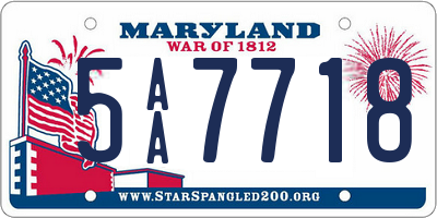 MD license plate 5AA7718