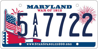 MD license plate 5AA7722