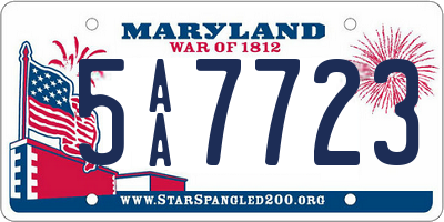 MD license plate 5AA7723