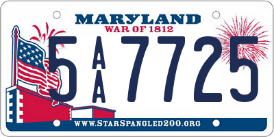 MD license plate 5AA7725