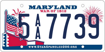 MD license plate 5AA7739