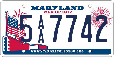 MD license plate 5AA7742