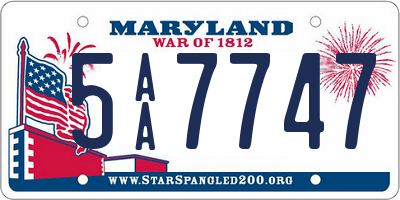 MD license plate 5AA7747