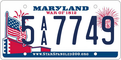 MD license plate 5AA7749