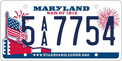 MD license plate 5AA7754