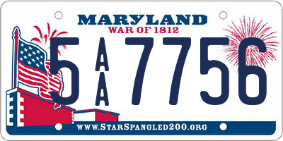 MD license plate 5AA7756