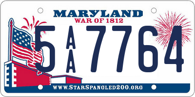 MD license plate 5AA7764