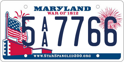 MD license plate 5AA7766