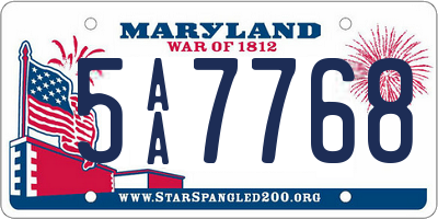 MD license plate 5AA7768