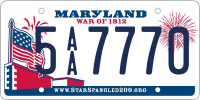 MD license plate 5AA7770