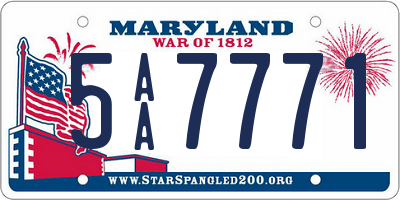 MD license plate 5AA7771