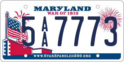 MD license plate 5AA7773