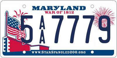 MD license plate 5AA7779