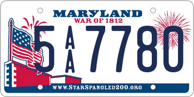 MD license plate 5AA7780