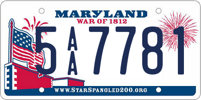 MD license plate 5AA7781