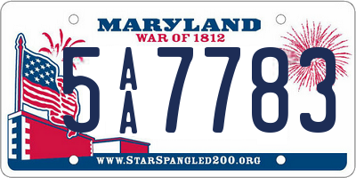 MD license plate 5AA7783