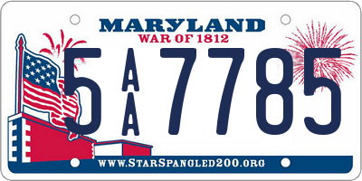 MD license plate 5AA7785