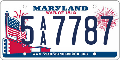 MD license plate 5AA7787