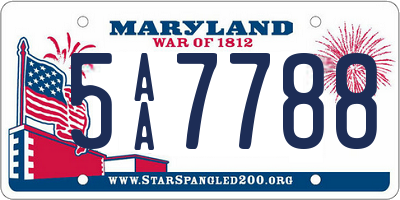 MD license plate 5AA7788