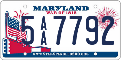 MD license plate 5AA7792