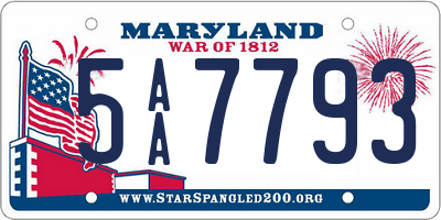 MD license plate 5AA7793