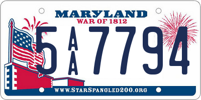 MD license plate 5AA7794