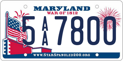 MD license plate 5AA7800