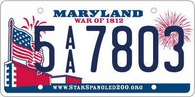 MD license plate 5AA7803