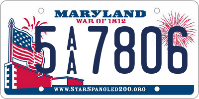 MD license plate 5AA7806