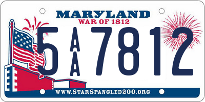 MD license plate 5AA7812