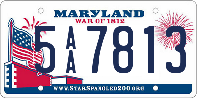 MD license plate 5AA7813