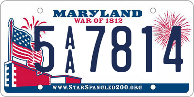 MD license plate 5AA7814