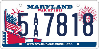 MD license plate 5AA7818