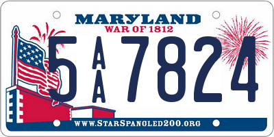 MD license plate 5AA7824