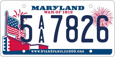 MD license plate 5AA7826