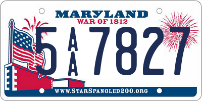 MD license plate 5AA7827