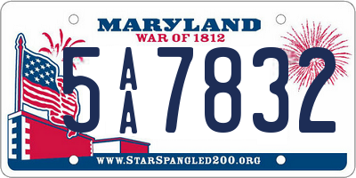 MD license plate 5AA7832