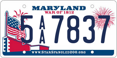 MD license plate 5AA7837