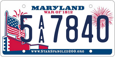 MD license plate 5AA7840