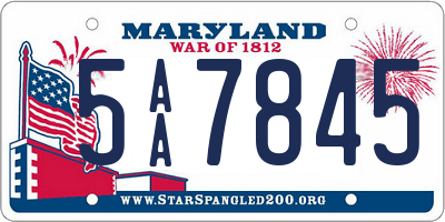 MD license plate 5AA7845