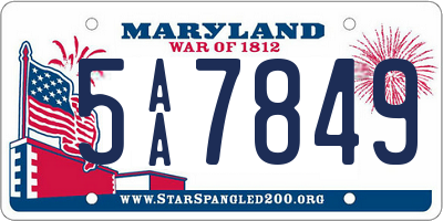 MD license plate 5AA7849