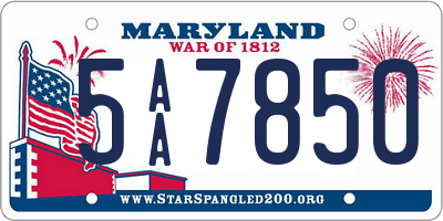 MD license plate 5AA7850