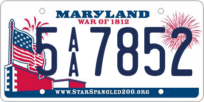 MD license plate 5AA7852