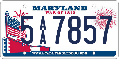 MD license plate 5AA7857