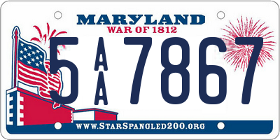 MD license plate 5AA7867