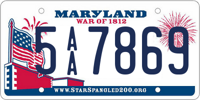 MD license plate 5AA7869