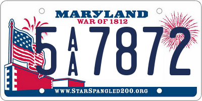 MD license plate 5AA7872